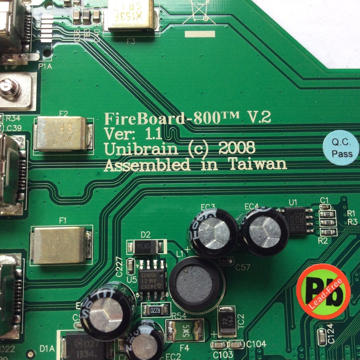 Used Unibrain FireBoard-800 V.2 1394b PCI Adapter Card 3-Port Version 1.1, 09909001-1