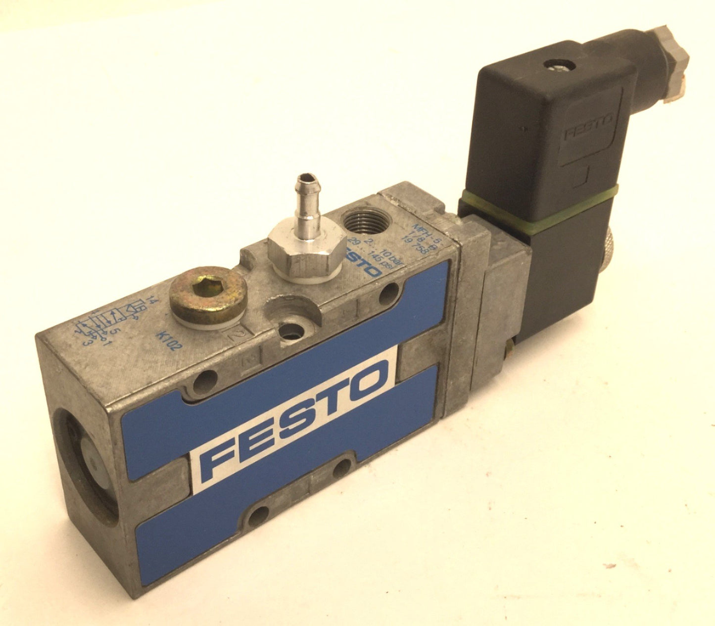 Used Festo MFH-5-1/8-B Solenoid Valve, 2-Position 5-Port, Pressure: 28-145psi/2-10bar