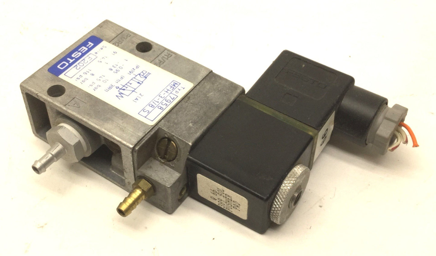 Used Festo MFH-3-1/8 S Pneumatic Solenoid Valve, 2-Position 3-Way, Ports: G1/8