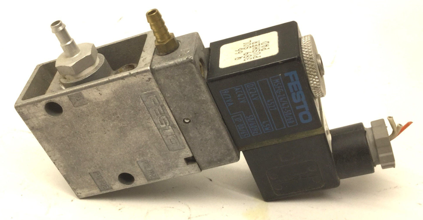 Used Festo MFH-3-1/8 S Pneumatic Solenoid Valve, 2-Position 3-Way, Ports: G1/8