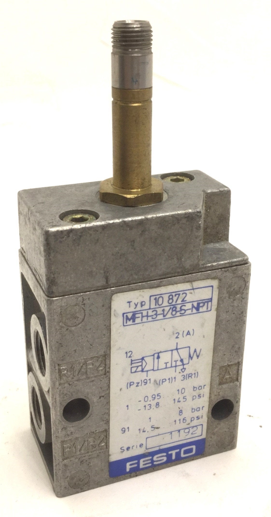 Used Festo MFH-3-1/8-S-NPT Solenoid Valve, Pressure: -0.95 to 10bar, 2-Position 3-Way