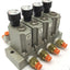 Used Bank of 4 SMC ARM1000 Manifold Regulators With Gauges, Max: 0.8MPa (116psi)
