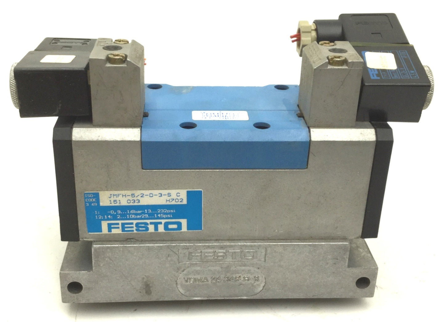 Used Festo JMFH-5/2-D-3-S C Bistable Solenoid Directional Control Valve w/24VDC Coils