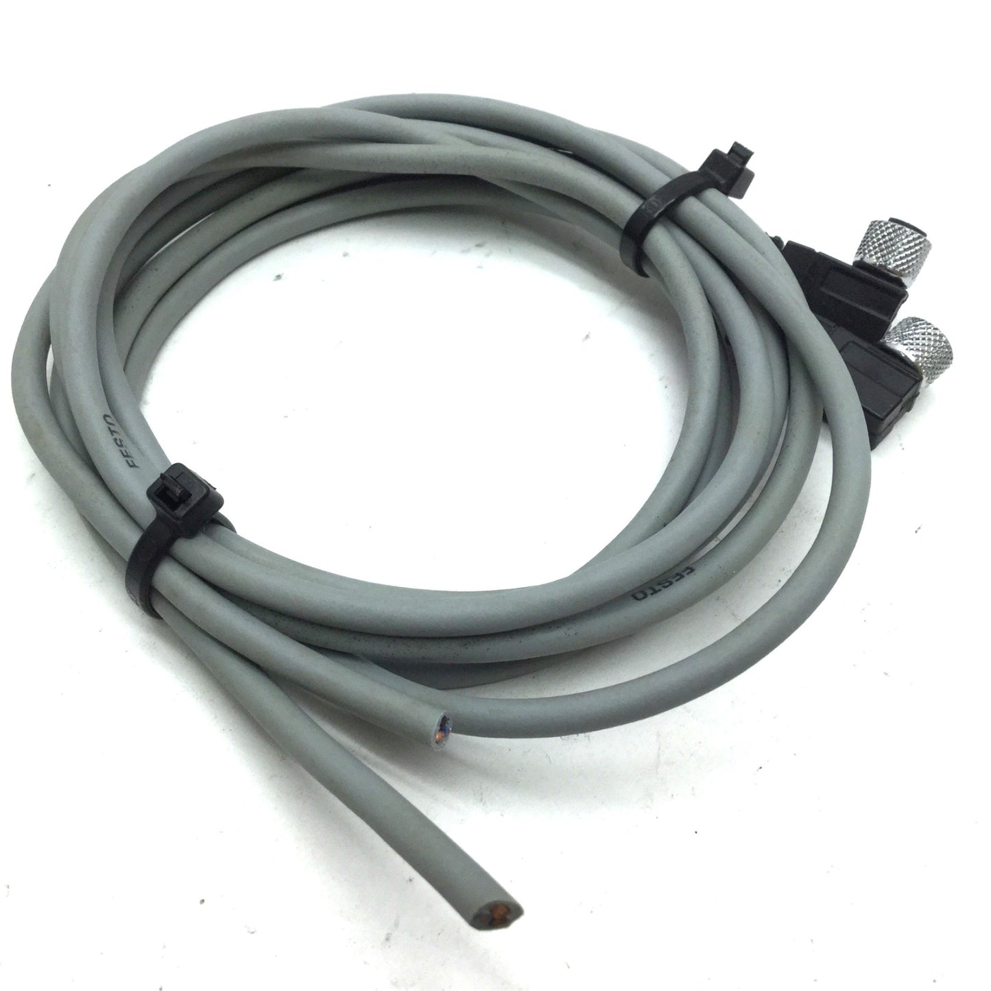 Used Lot of 2 Festo SIM-M8-3W 159423 Connecting Right 90 Cables 3-Pin M8 Length: 3'