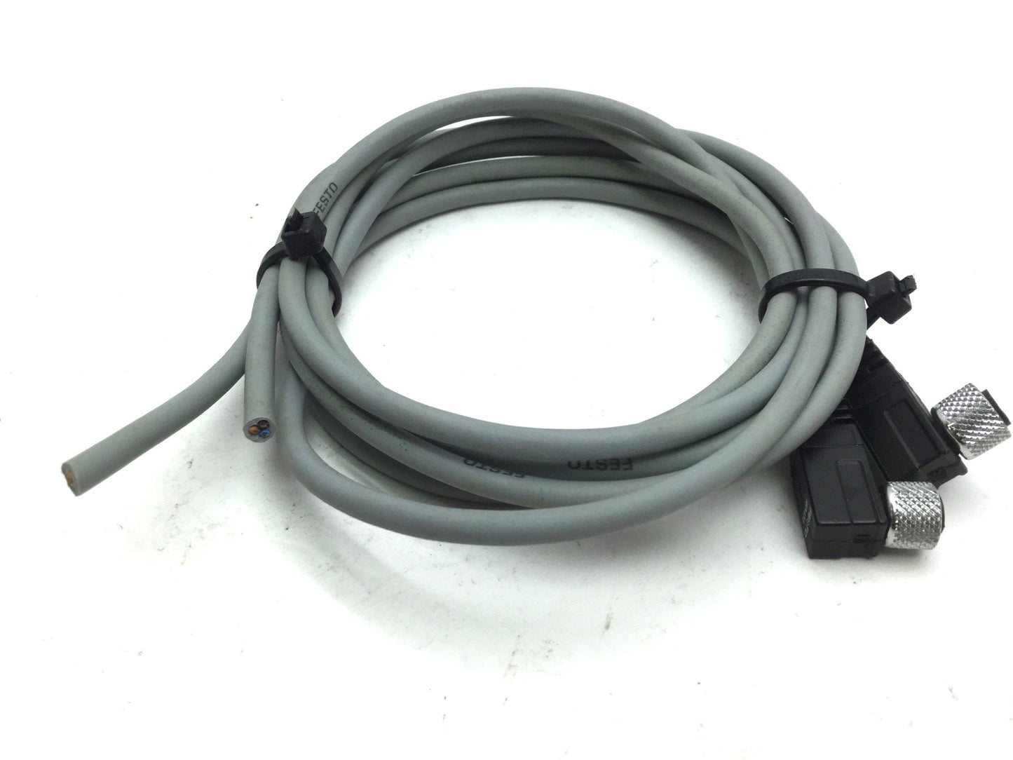 Used Lot of 2 Festo SIM-M8-3W 159423 Connecting Right 90 Cables 3-Pin M8 Length: 3'