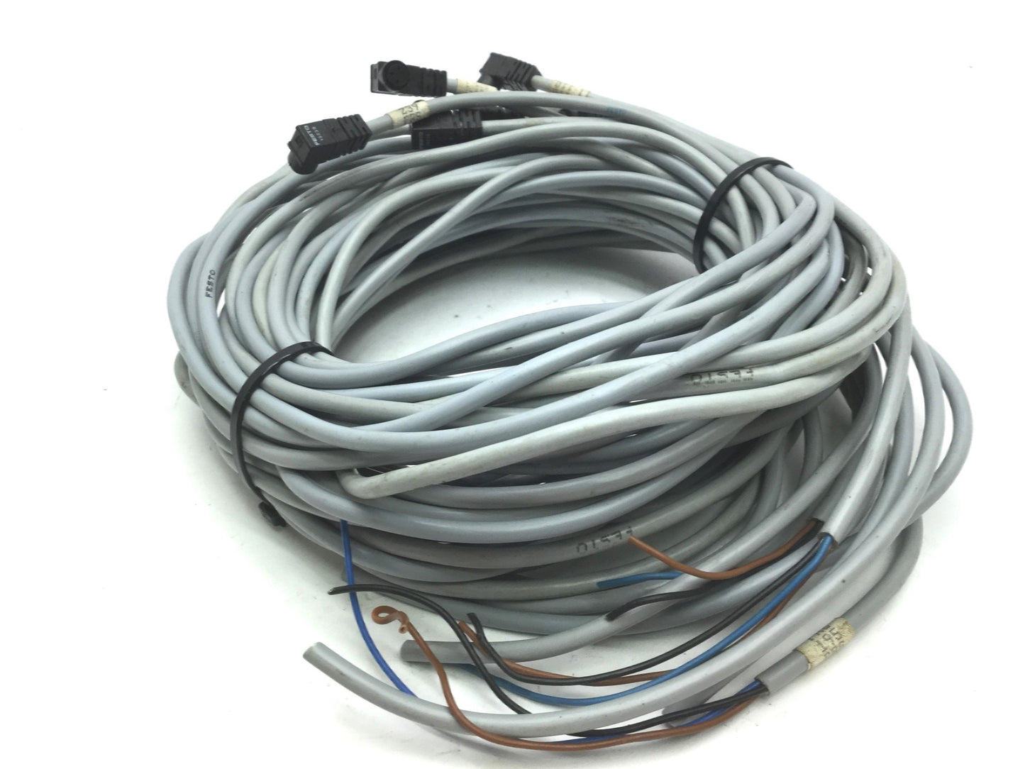 Used Lot of 8 Festo SIM-K-WD 15239 Connecting Right 90 Cables 3-Pin Length: 7.5'
