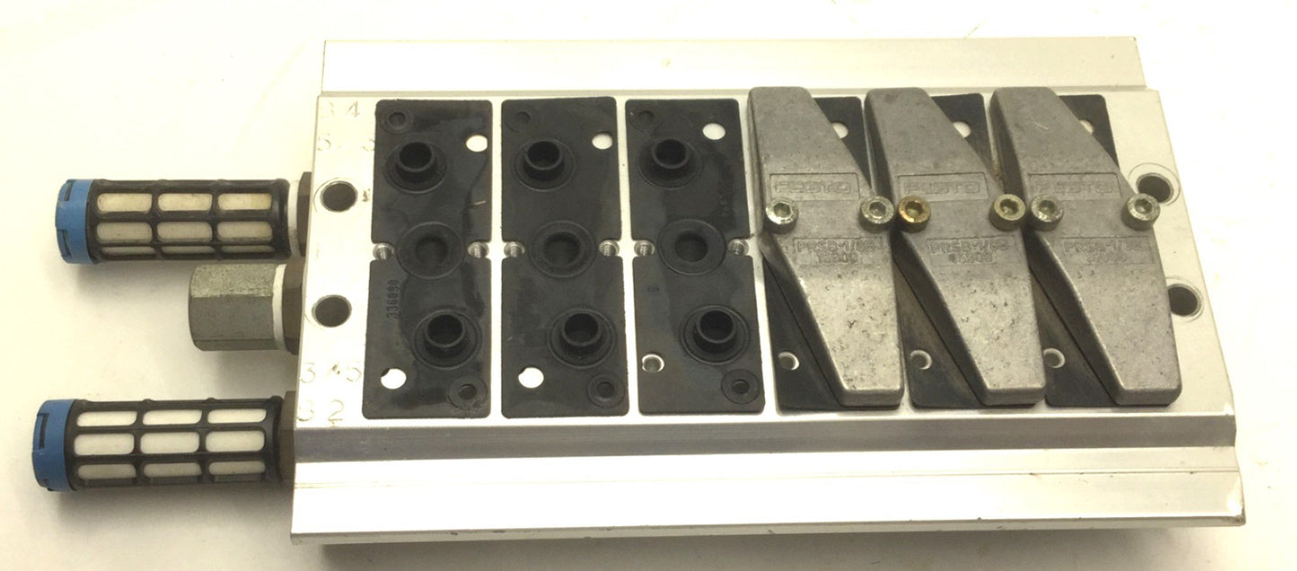 Used Festo 30 546 PRS-1/8-6-BB Manifold for 6 Valves, Pilot Ports: G1/8, Ports: G3/8