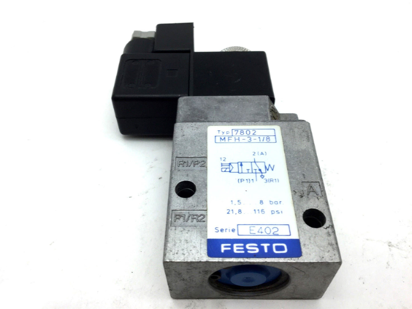 Used Festo MFH-3-1/8 Solenoid Valve, 2-Pos 3-Way, Ports: G1/8, MSFG-24/42-50/60