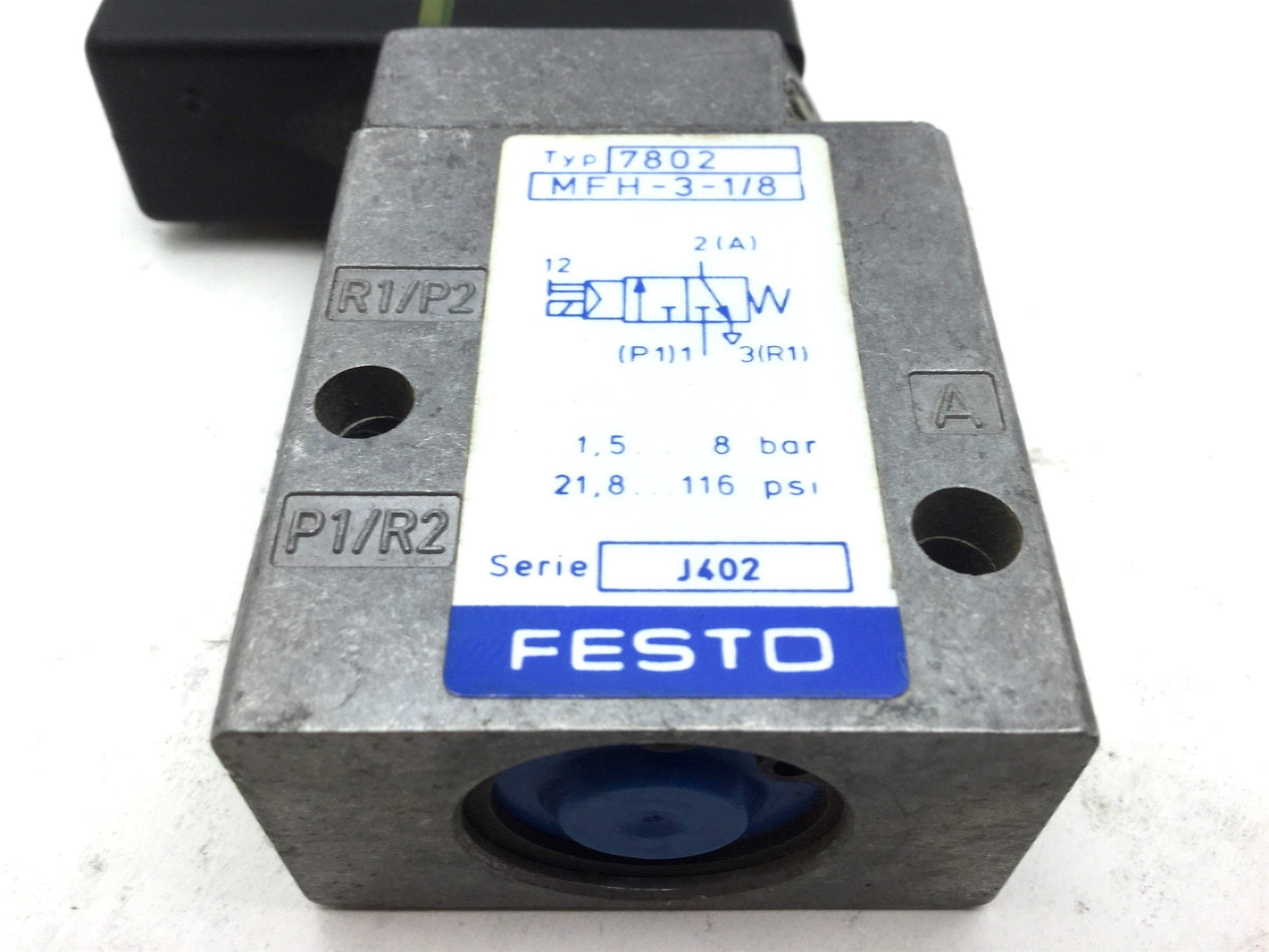 Used Festo MFH-3-1/8 MSFG-24/42-50/60 Solenoid Valve, 2-Pos 3-Way Ports: G1/8
