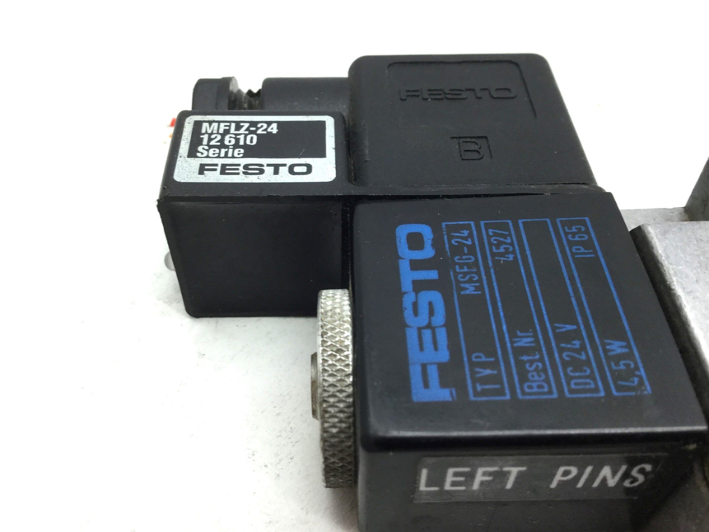 Used Festo MFH-3-1/8 MSFG-24 Solenoid Valve 2-Pos 3-Way Ports: G1/8 24VDC LED MFLZ-24