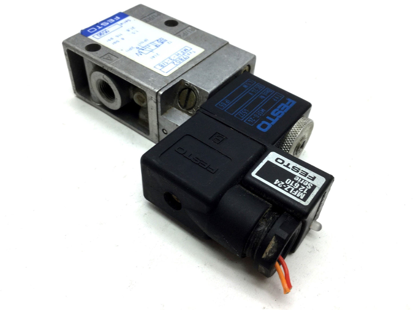 Used Festo MFH-3-1/8 MSFG-24 Solenoid Valve 2-Pos 3-Way Ports: G1/8 24VDC LED MFLZ-24