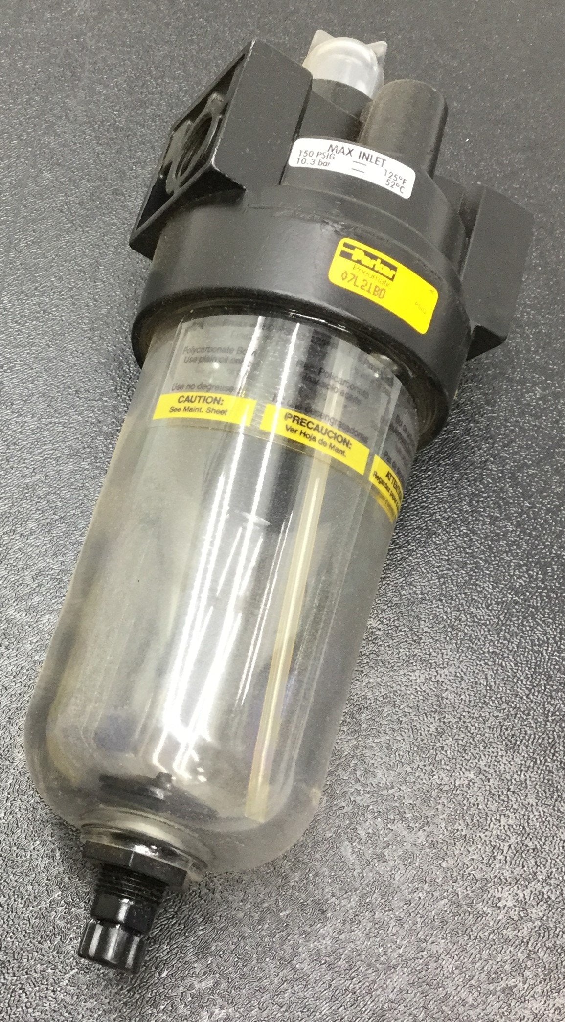 New – Open box In Box Parker 07L21BD Pneumatic Lubricator, Inlet Max: 150PSIG, 3/8" NPT