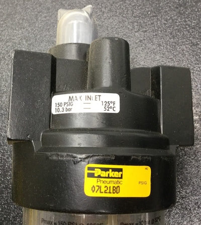 New – Open box In Box Parker 07L21BD Pneumatic Lubricator, Inlet Max: 150PSIG, 3/8" NPT