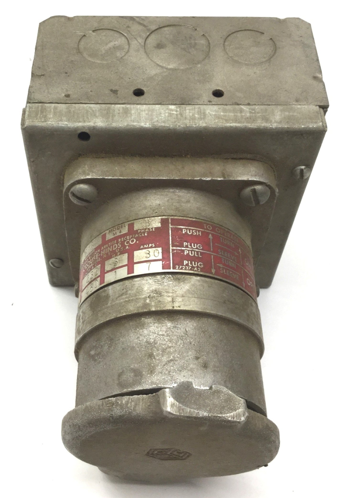 Used Crouse Hinds OEH 613 Model M-4 Delayed Action Receptacle, 230/460VAC, 3HP, 30A