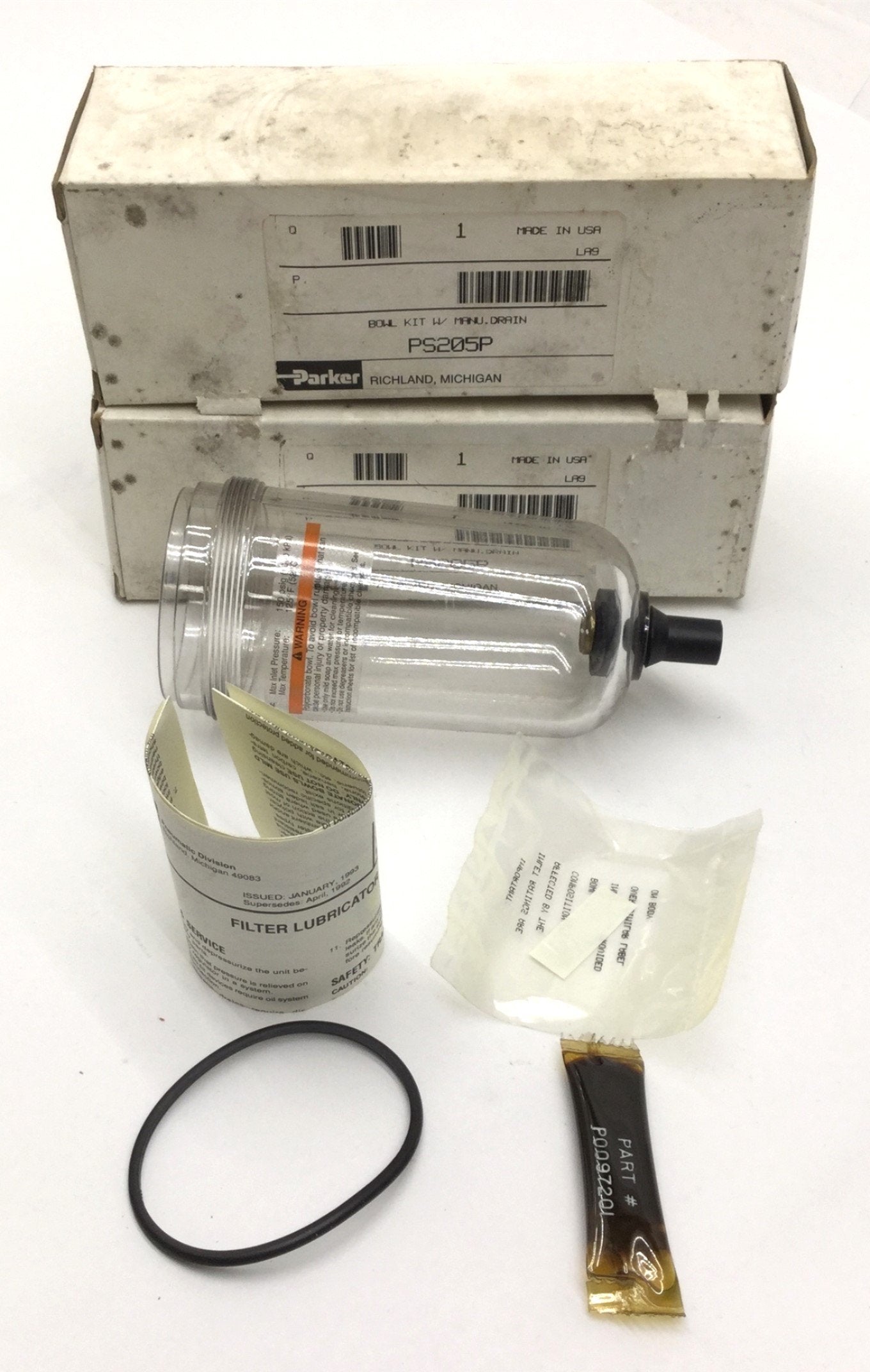 New Lot of 2 New Parker PS205P Bowl Kit With Manual Drain, Max: 150PSI, Temp 125°