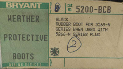 New – Open box Lot of 2 In Box Bryant 5200-BCB Weather Protective Rubber Boot for 5269-N Series