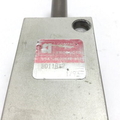 Used Compact BD118X2 Pneumatic Cylinder, Bore 1.125", Stroke 2", Ports 1/8" NPT