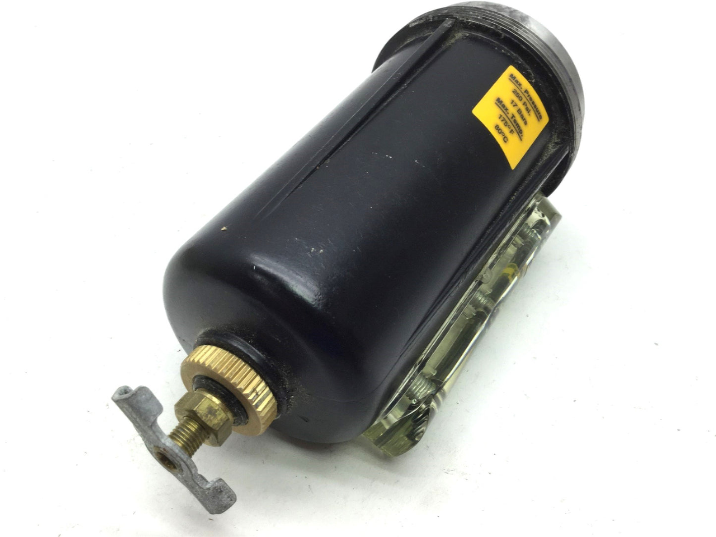 New – Open box Parker PS254 Pneumatic Metal Bowl With Sight Gauge, 250 PSI Max, Twist Drain