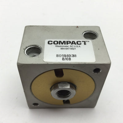 Used Compact BD158X38 Pneumatic Cylinder, Bore: 1.625", Stroke: 3/8", Ports: 1/8" NPT