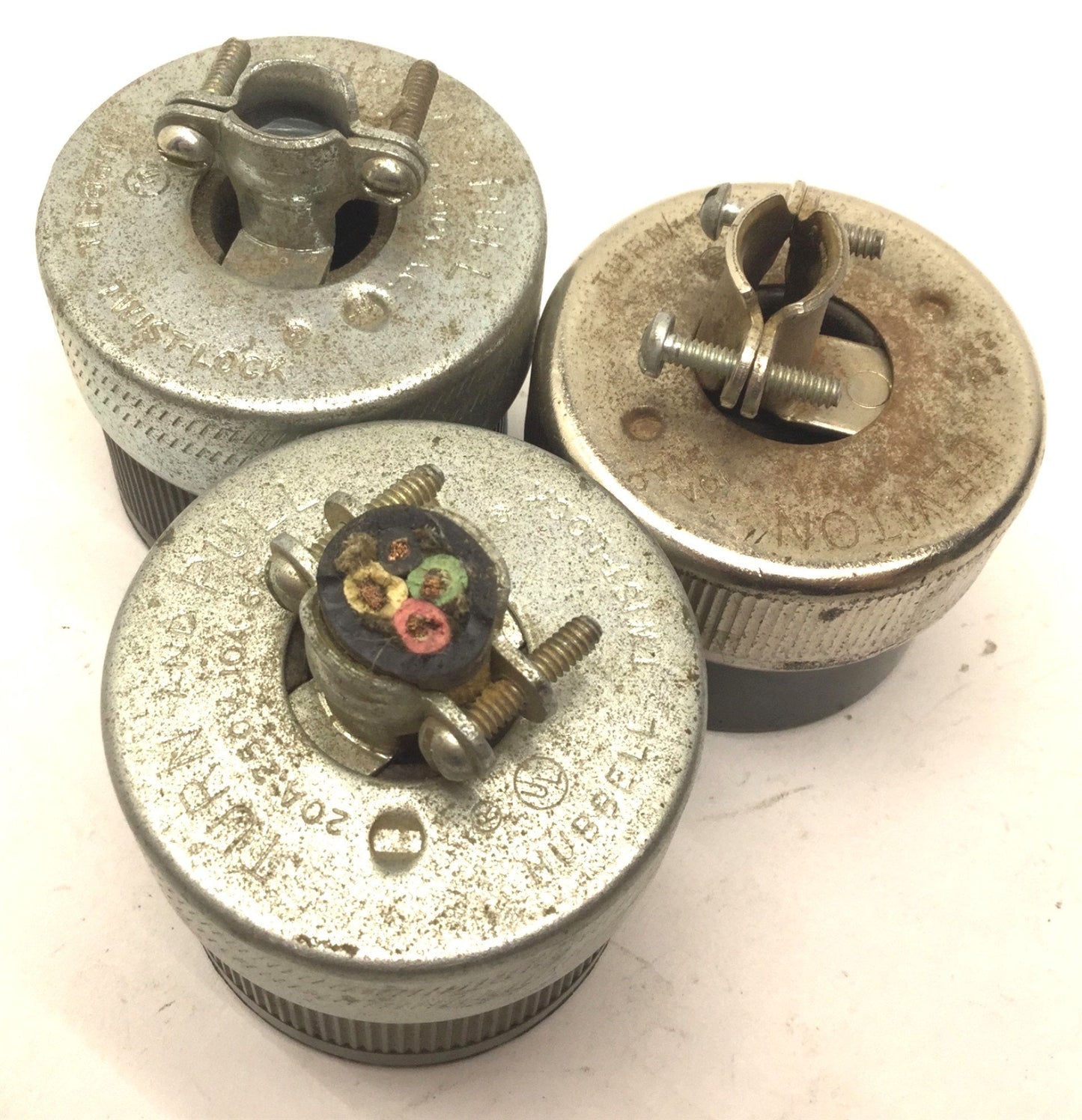 Used Lot of 3 Miscellaneous Turn & Pull Plugs, Female, 20A 250V / 600VAC 10A