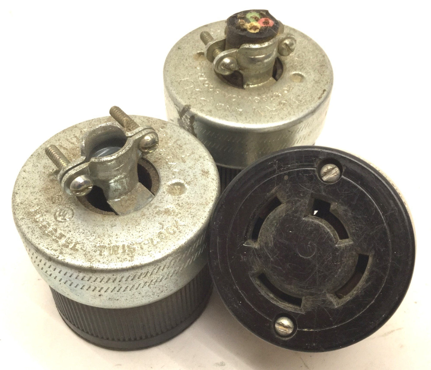 Used Lot of 3 Miscellaneous Turn & Pull Plugs, Female, 20A 250V / 600VAC 10A