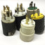 Used Lot of 7 Twist-Lock Turn and Pull Plugs, Male, 30A, 250V 2-Pole 1-Ground