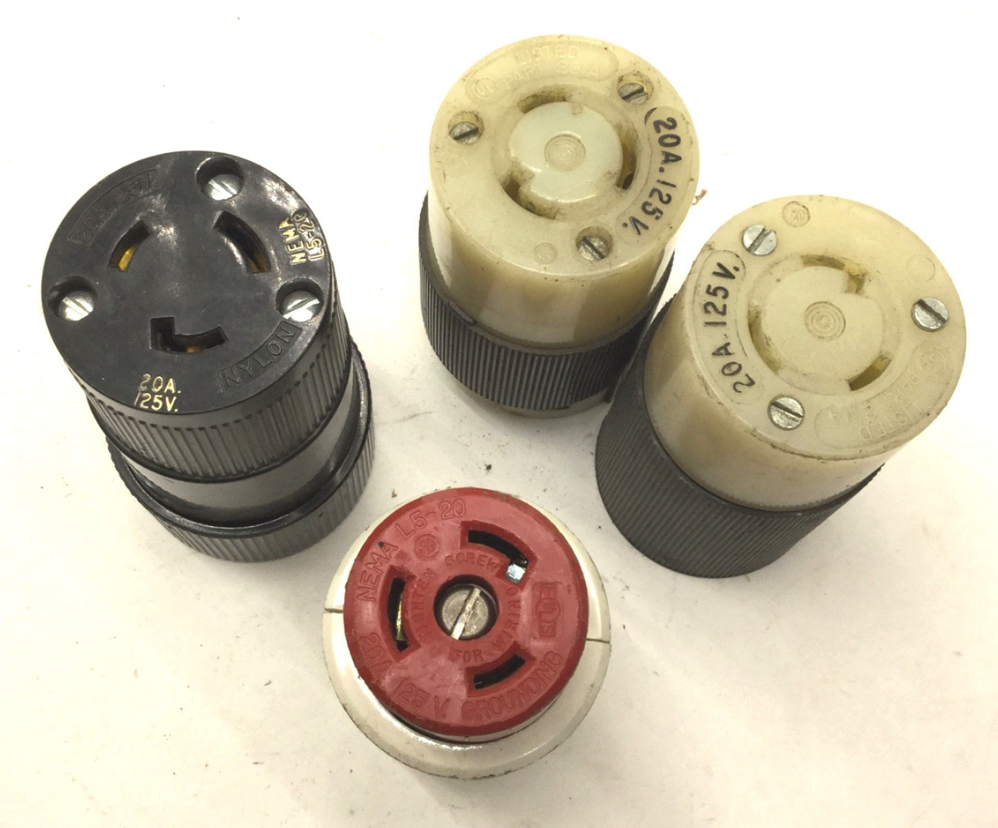 Used Lot of 3 Leviton Male Twist-Lock Turn & Pull Plugs, 20A, 125V, Nema L5-20