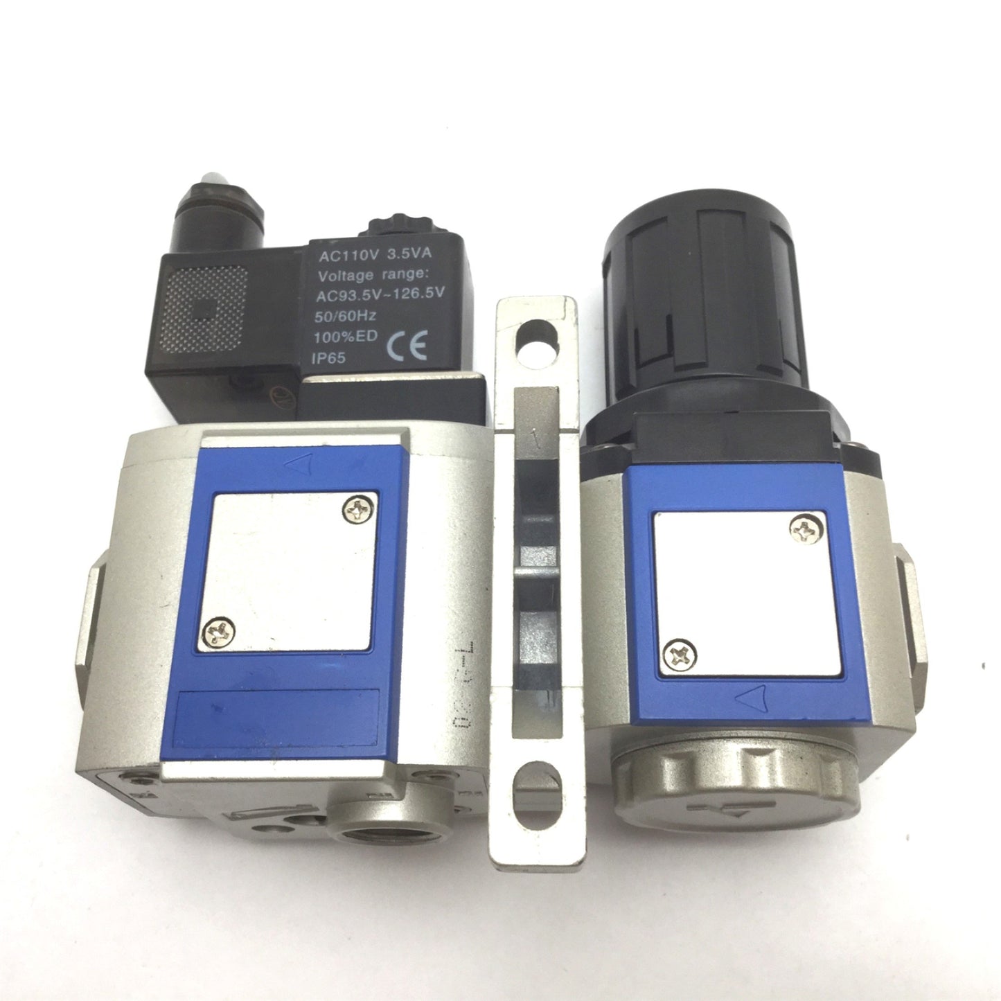 Used Bimba MGR300-08 Regulator with MGV300-08 Soft-Start Dump Valve, 1/4" NPT, 110VAC