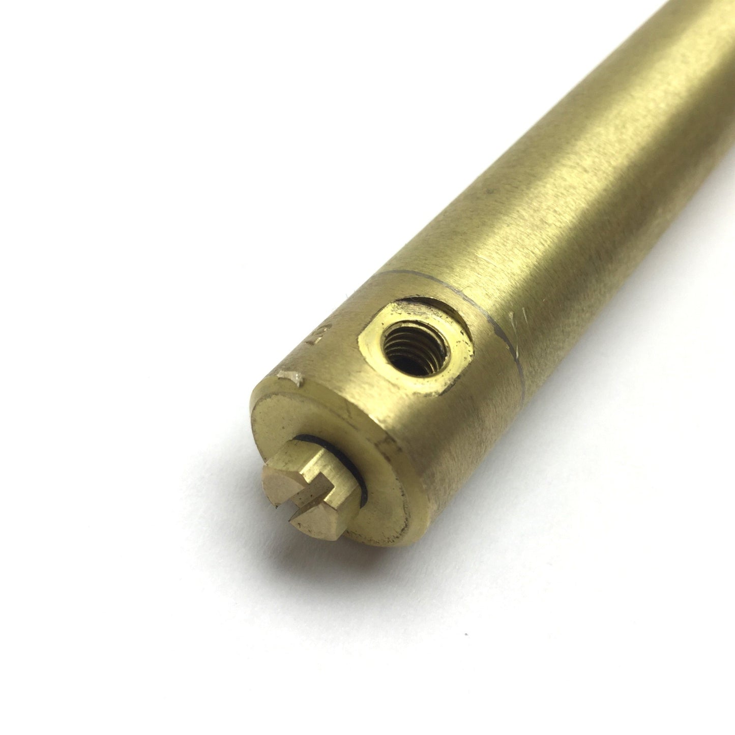 Used Clippard Brass Pneumatic Cylinder, Bore: 3/8", Stroke: 5", Ports: 10-32