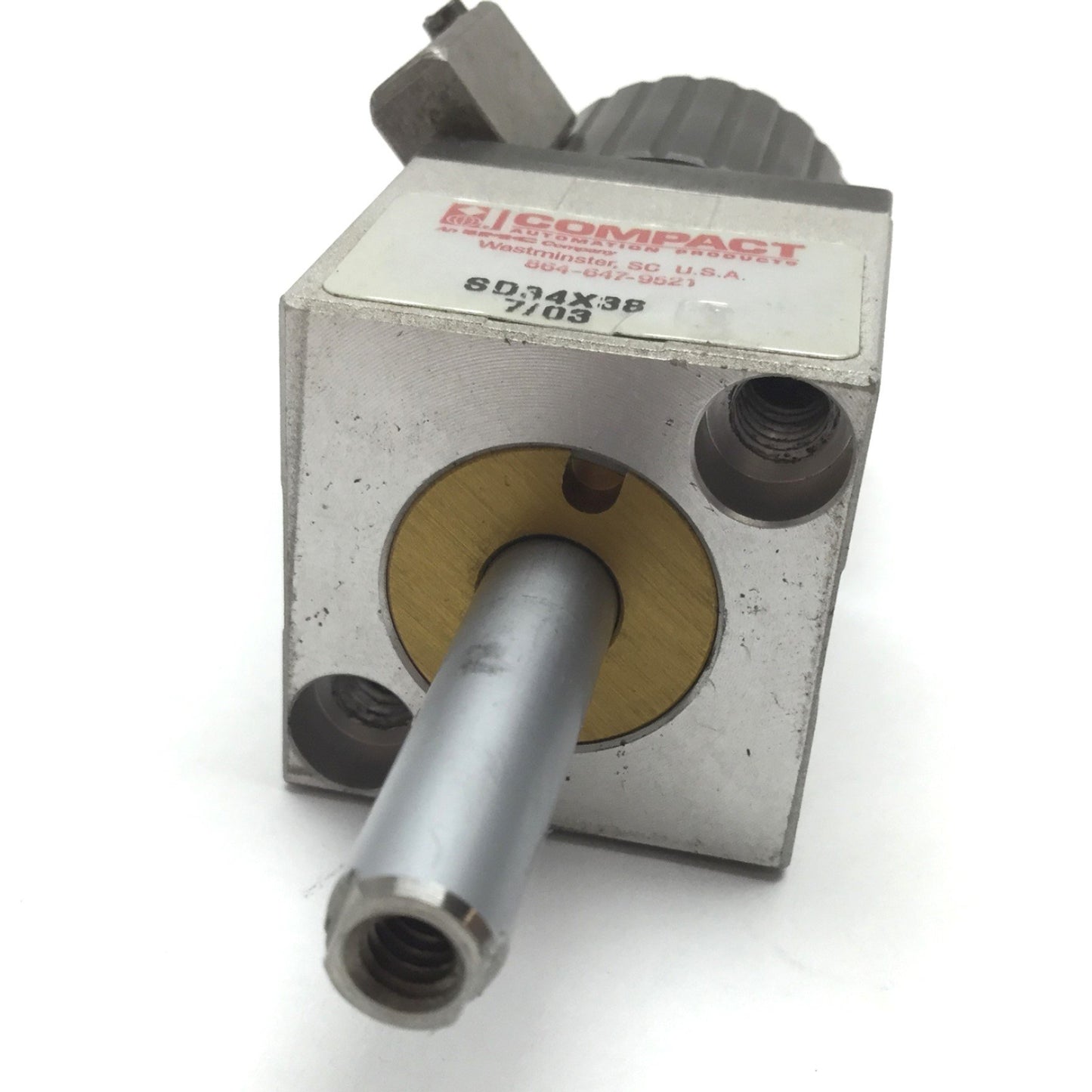 Used Compact SD34X38 Pneumatic Cylinder, With Limiter, Bore: 3/4", Stroke: 3/8"