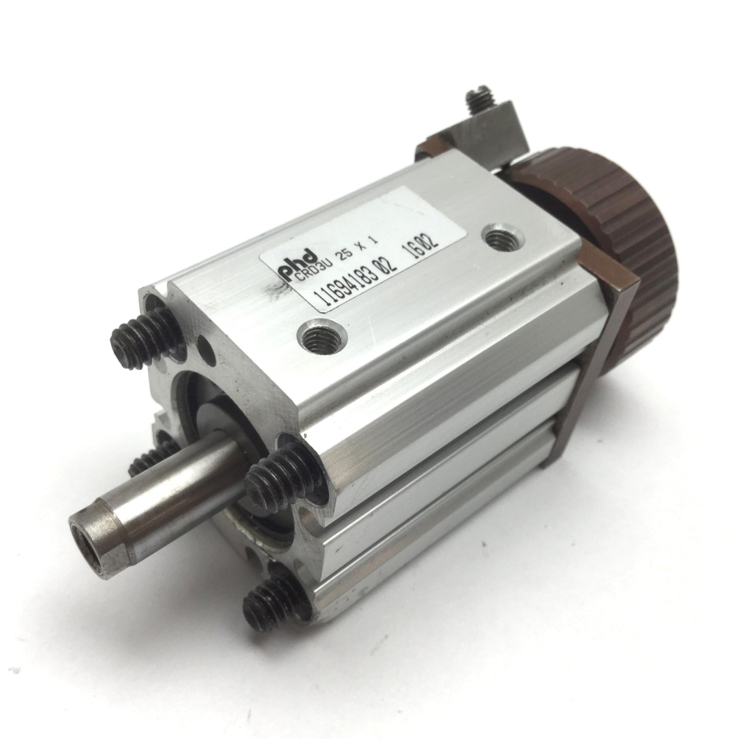 Used Phd CRD3U 25X1 Pneumatic Cylinder, With Limiter, Bore: 25mm (1"), Stroke: 1"