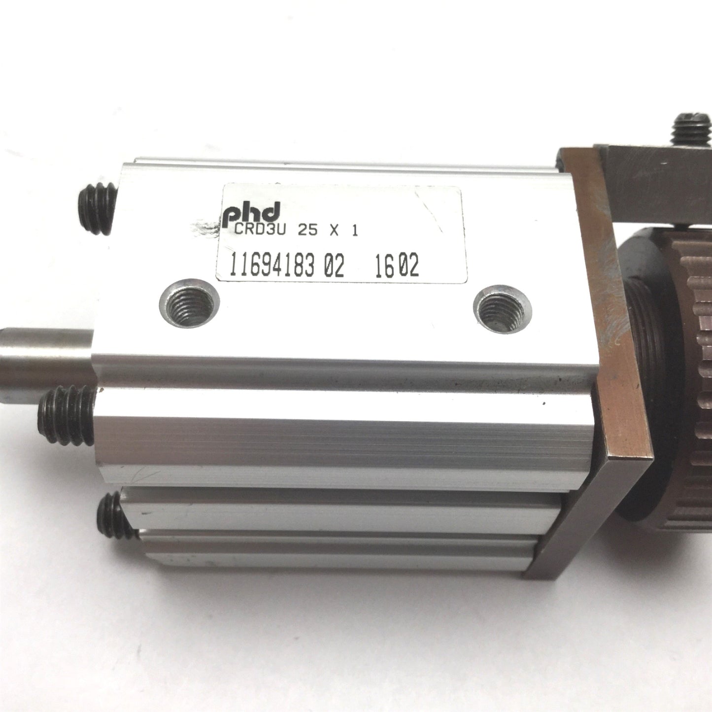 Used Phd CRD3U 25X1 Pneumatic Cylinder, With Limiter, Bore: 25mm (1"), Stroke: 1"