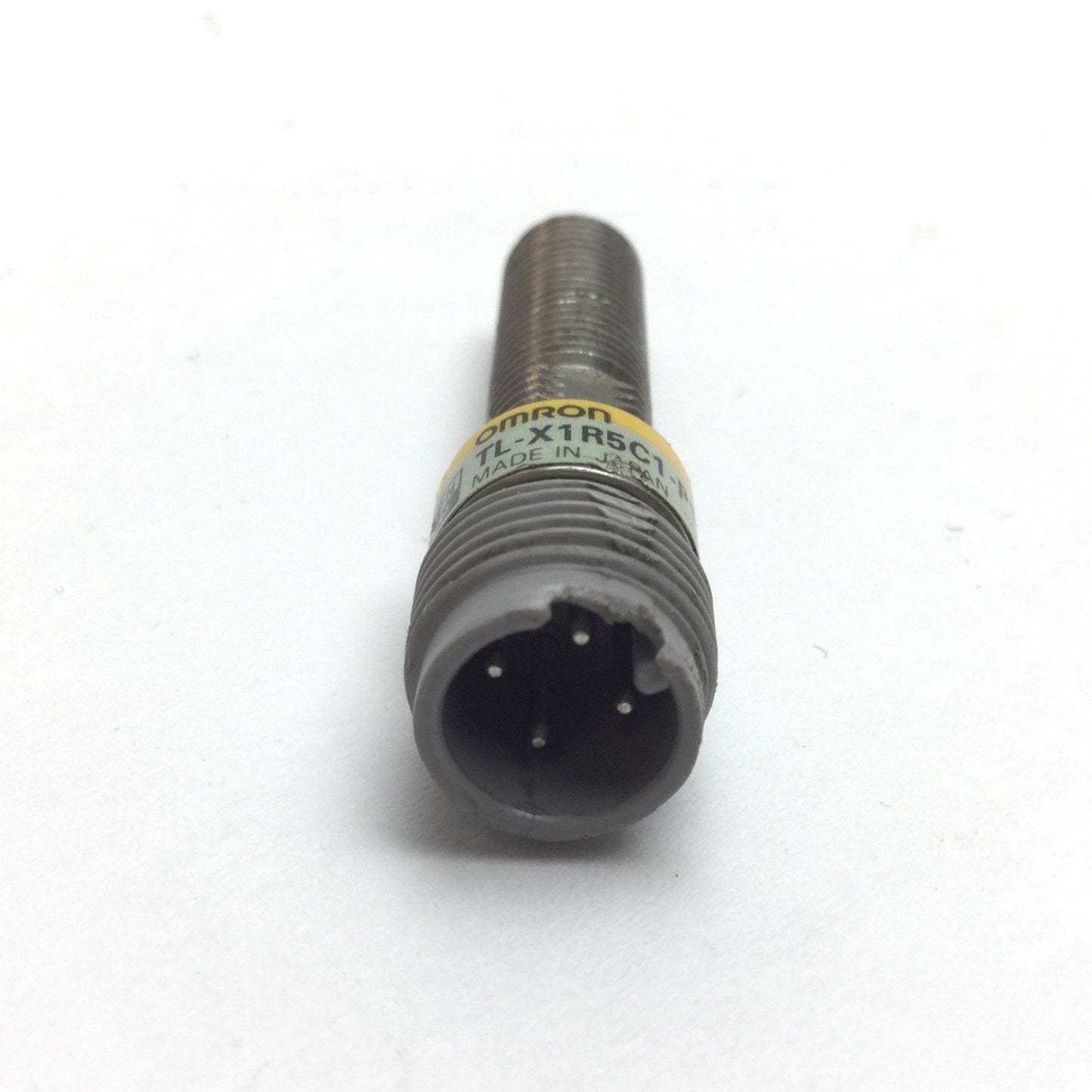 Used Omron TL-X1R5C1-P1E Proximity Sensor, 12-24VDC, NPN-NO, Barrel: M8x1.0