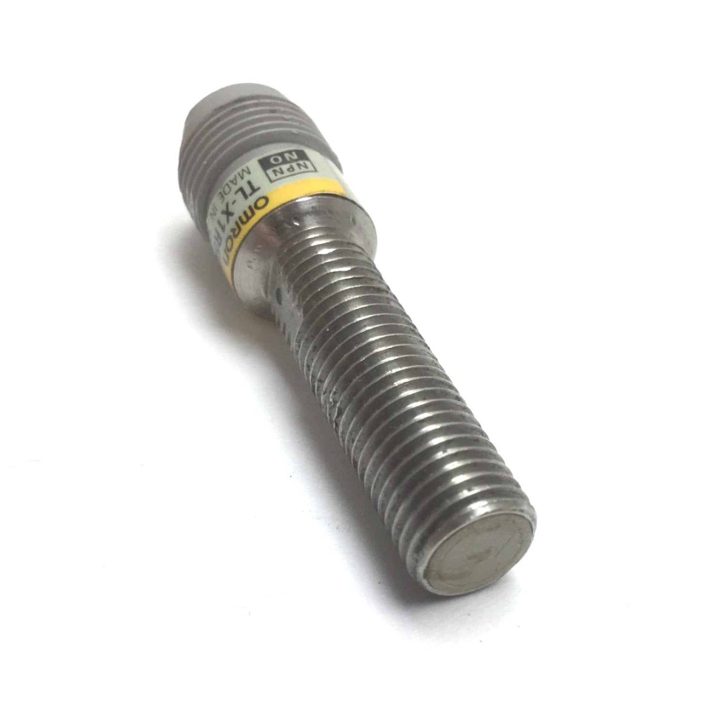 Used Omron TL-X1R5C1-P1E Proximity Sensor, 12-24VDC, NPN-NO, Barrel: M8x1.0