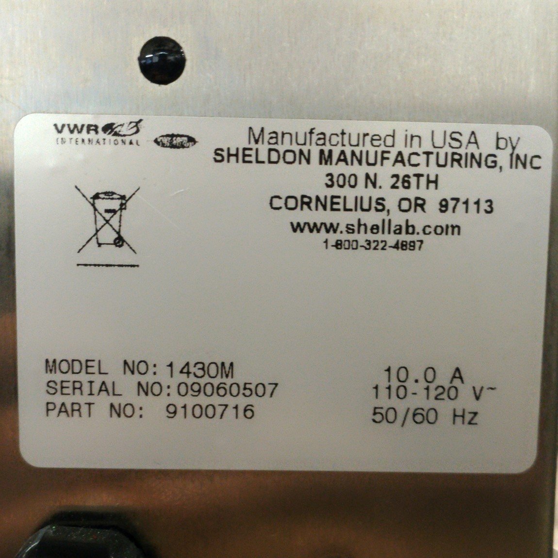 Used VWR 1430M Vacuum Oven, 50-428°F, ±6%, 20 x 12 x 12" Chamber, 120VAC