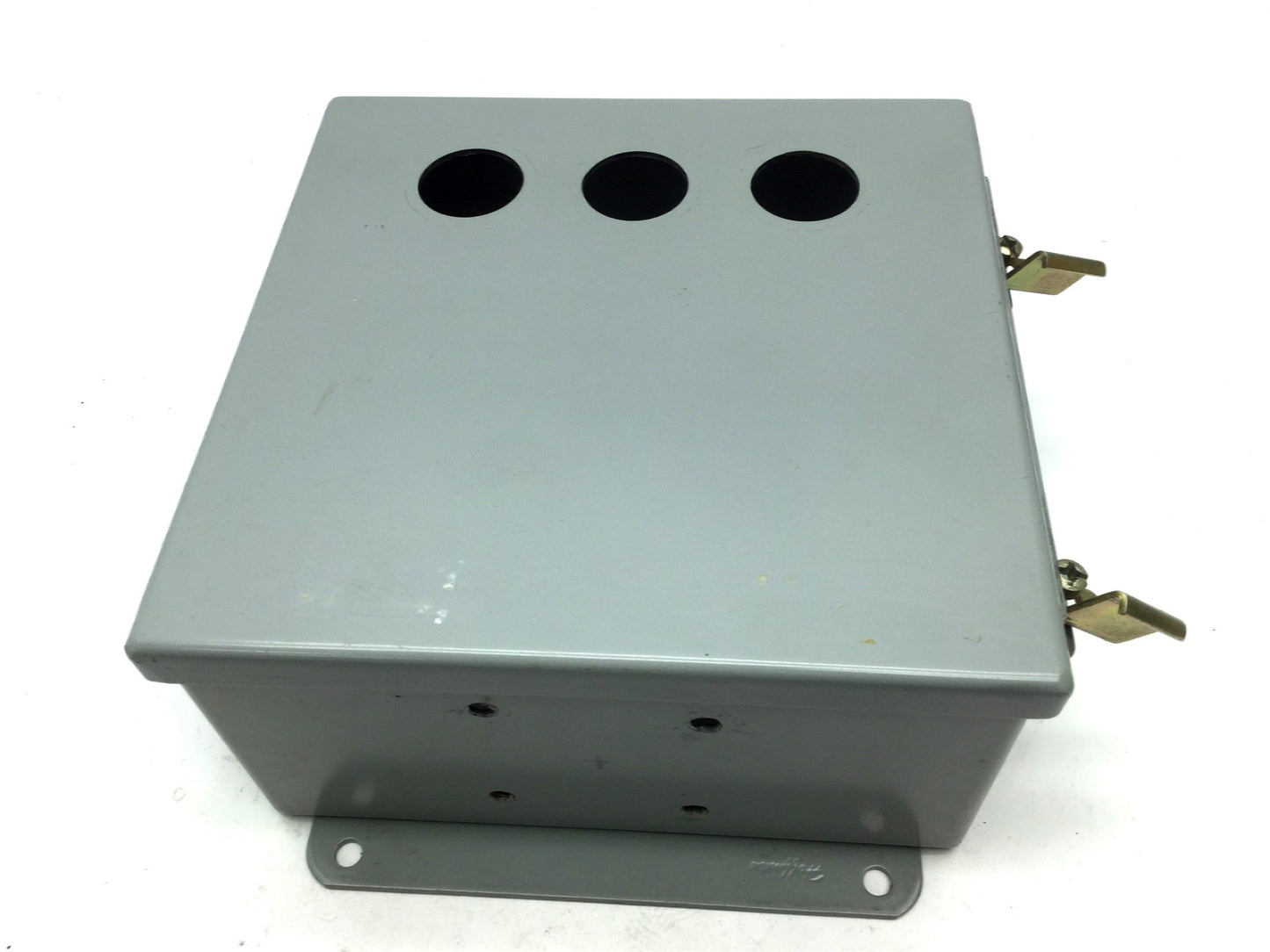 Used Hoffman A808CH Electrical Enclosure Box, Hinged Cover, 8"x 8"x 4", *Holes*