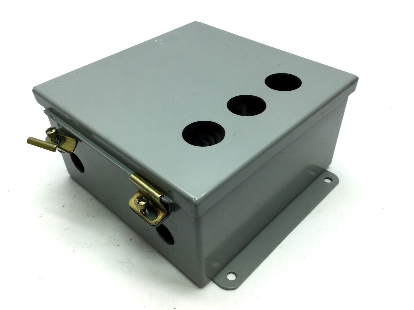 Used Hoffman A808CH Electrical Enclosure Box, Hinged Cover, 8"x 8"x 4", *Holes*