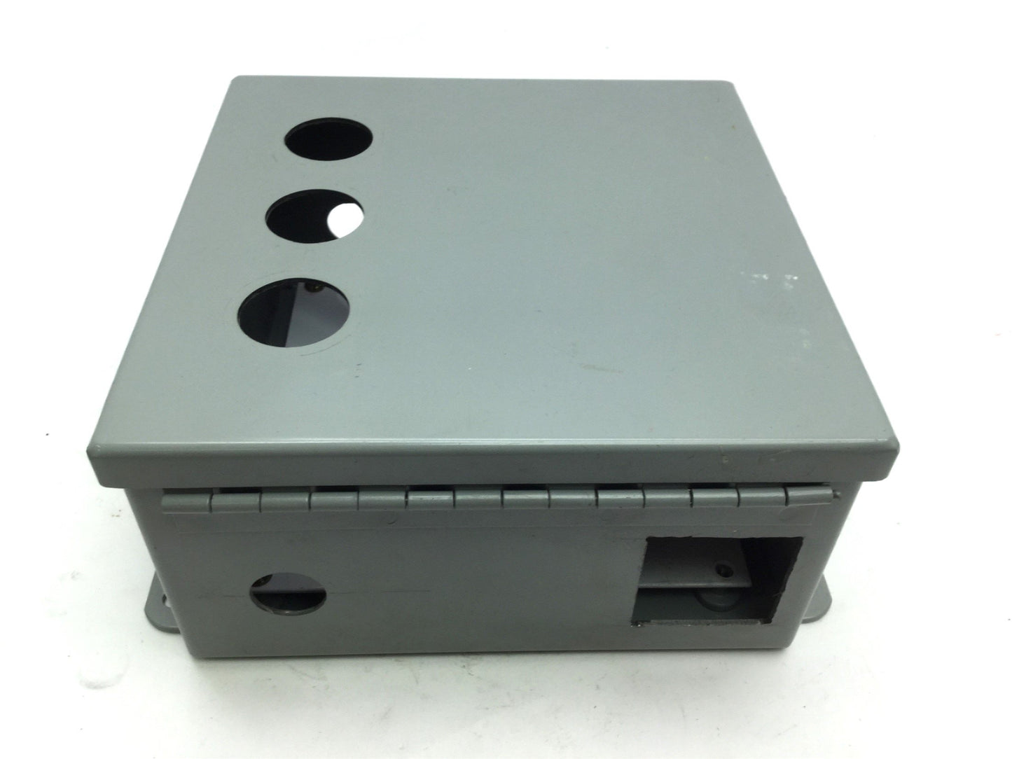 Used Hoffman A808CH Electrical Enclosure Box, Hinged Cover, 8"x 8"x 4", *Holes*