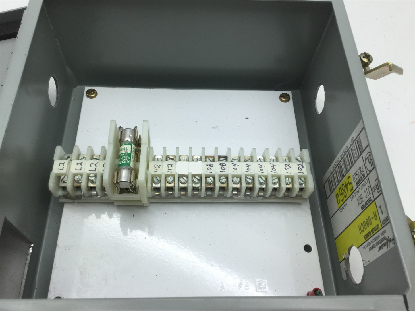 Used Hoffman A808CH Electrical Enclosure Box, Hinged Cover, 8"x 8"x 4", *Holes*