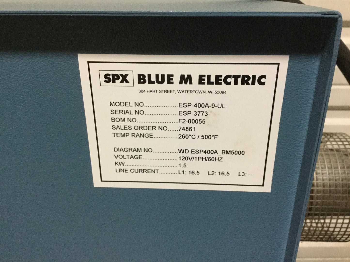 Used Blue M ESP-400A-9-UL Mechanical Convection Oven 500°F 260°C 120VAC 1.5 kW