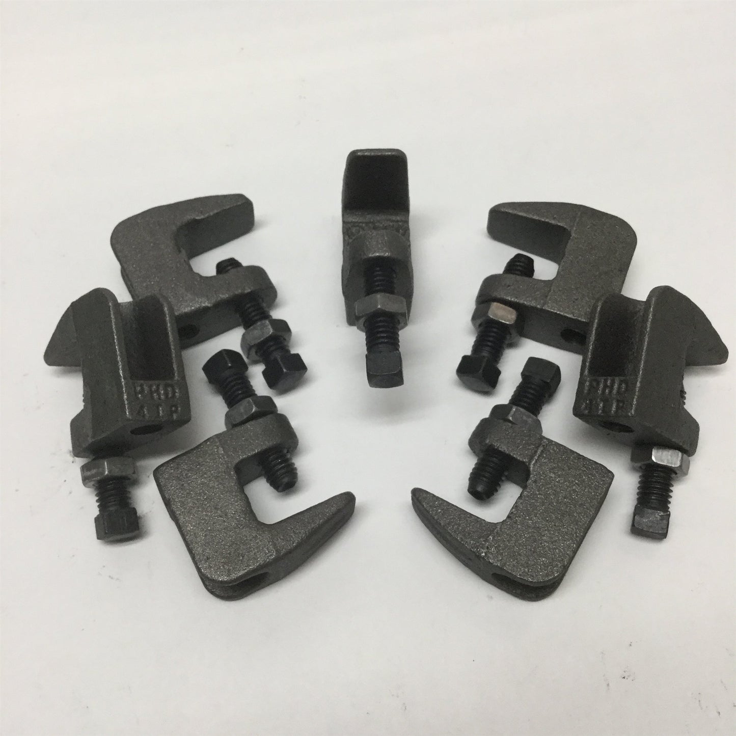 New – Open box Lot of 7 PHD 350 4IP Malleable Iron Beam Clamp Pipe Hanger w/ Lock Nut, 3/8" Rod