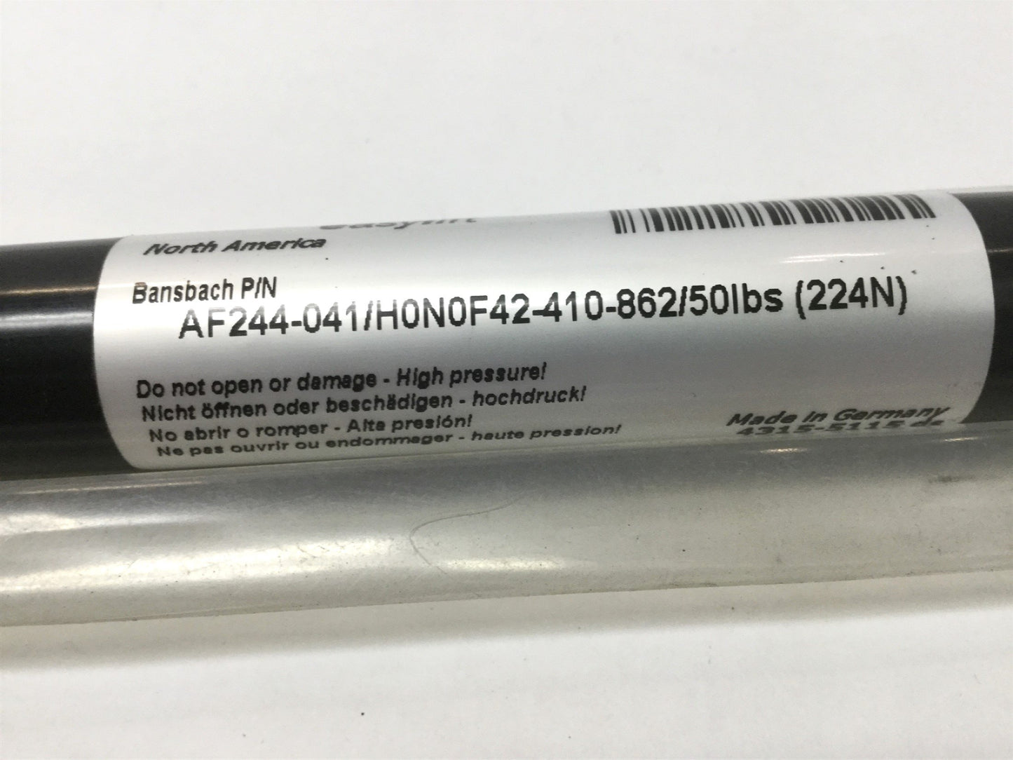 New – Open box Bansbach AF244-041 Easylift Gas Spring, 50lb Force, 410mm Stroke, 862mm OAL