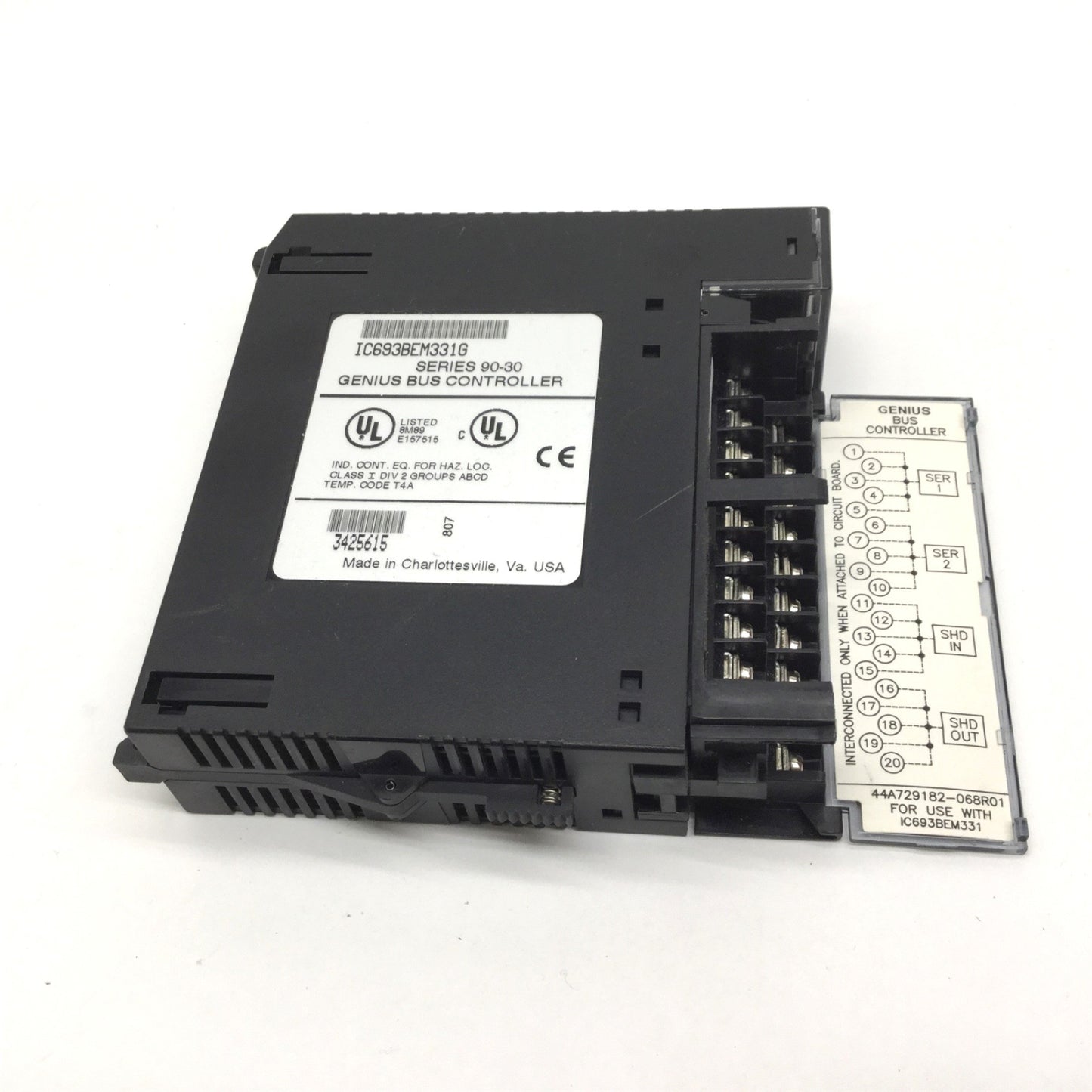 Used GE Fanuc IC693BEM331G Series 90-30 Genius Bus Controller, 128 Bytes Max