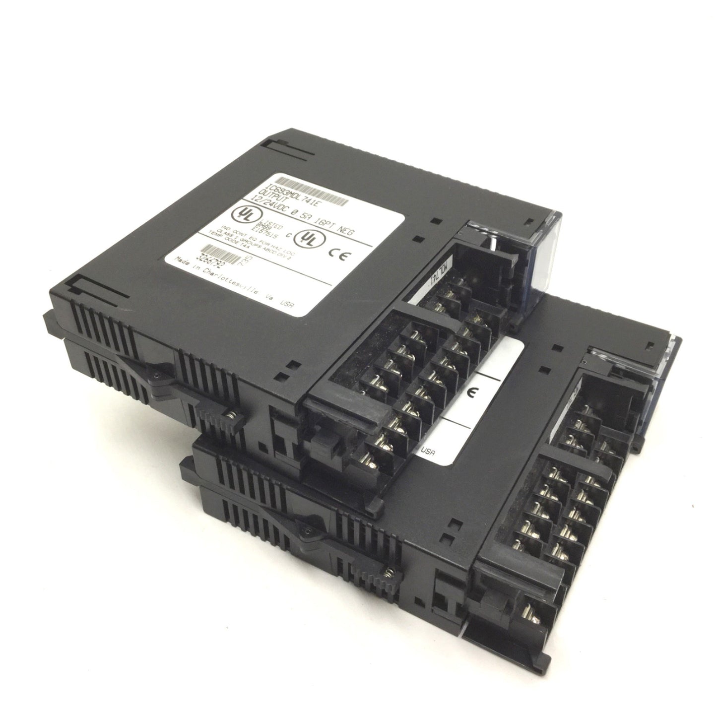 Used Lot of 2 GE Fanuc IC693MDL741E Output Module 90-30, 12/24VDC, Missing Covers