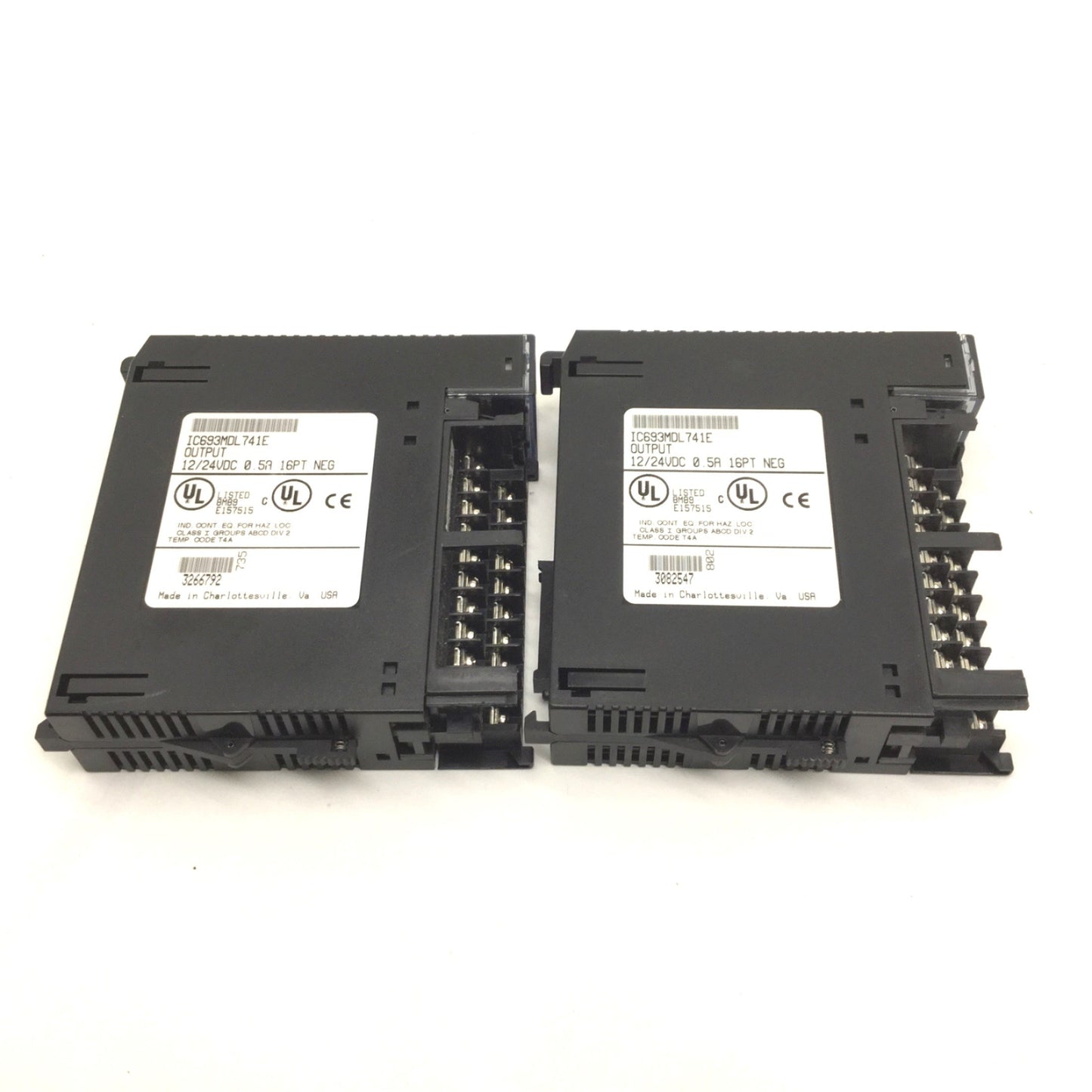 Used Lot of 2 GE Fanuc IC693MDL741E Output Module 90-30, 12/24VDC, Missing Covers