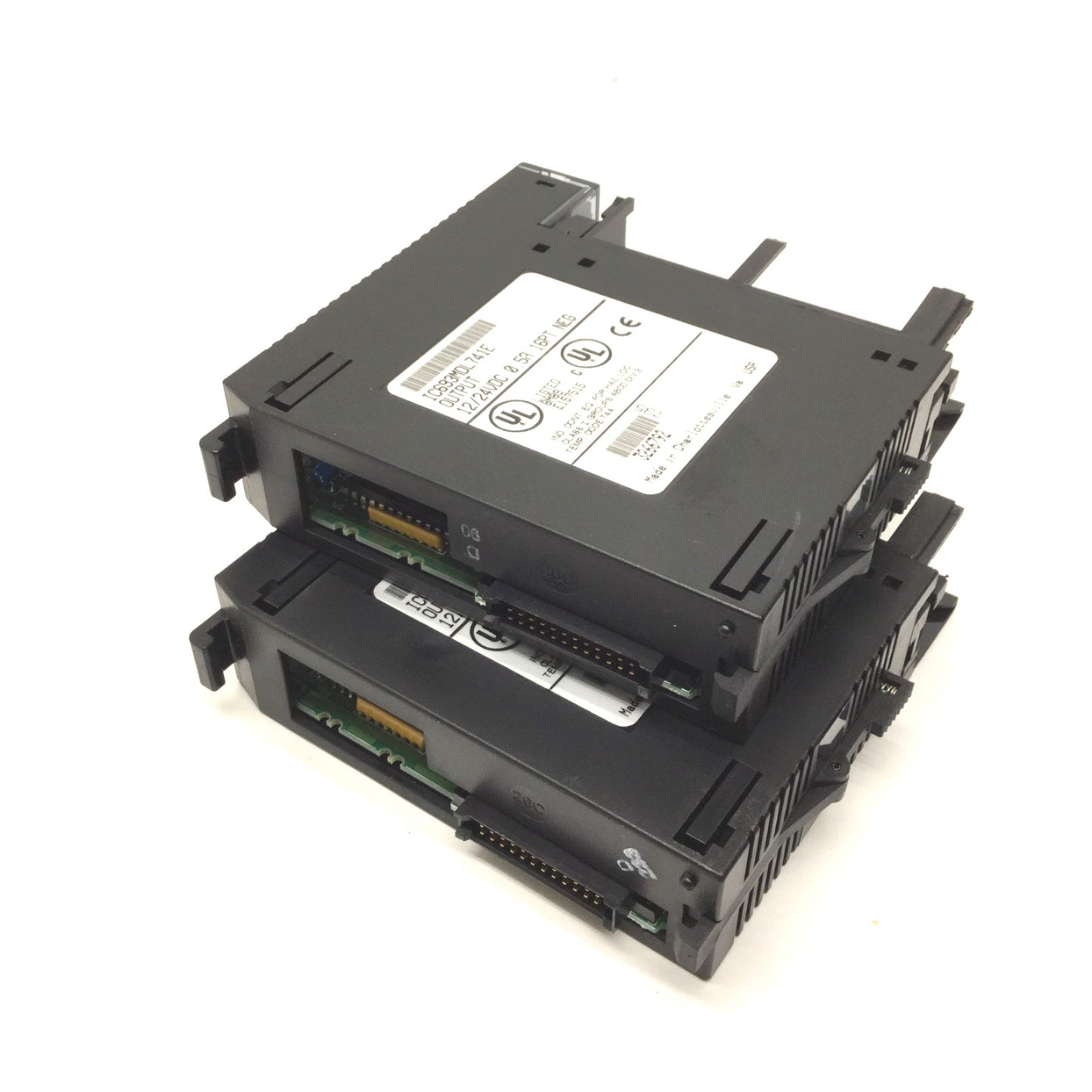 Used Lot of 2 GE Fanuc IC693MDL741E Output Module 90-30, 12/24VDC, Missing Covers