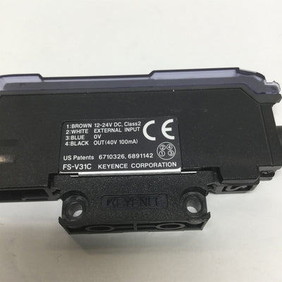 Used Keyence FS-V31C Fiber Optic Sensor Amplifier, 33æs, NPN, M8 Connector, 12-24VDC