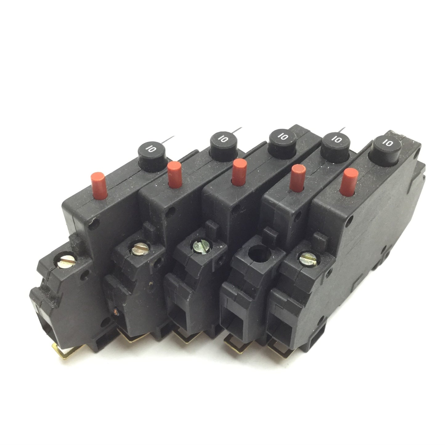 Used Lot of 5 Square D 9080 GCB100 Circuit Breaker, 1-Pole, Rating: 10A 125VAC 65VDC