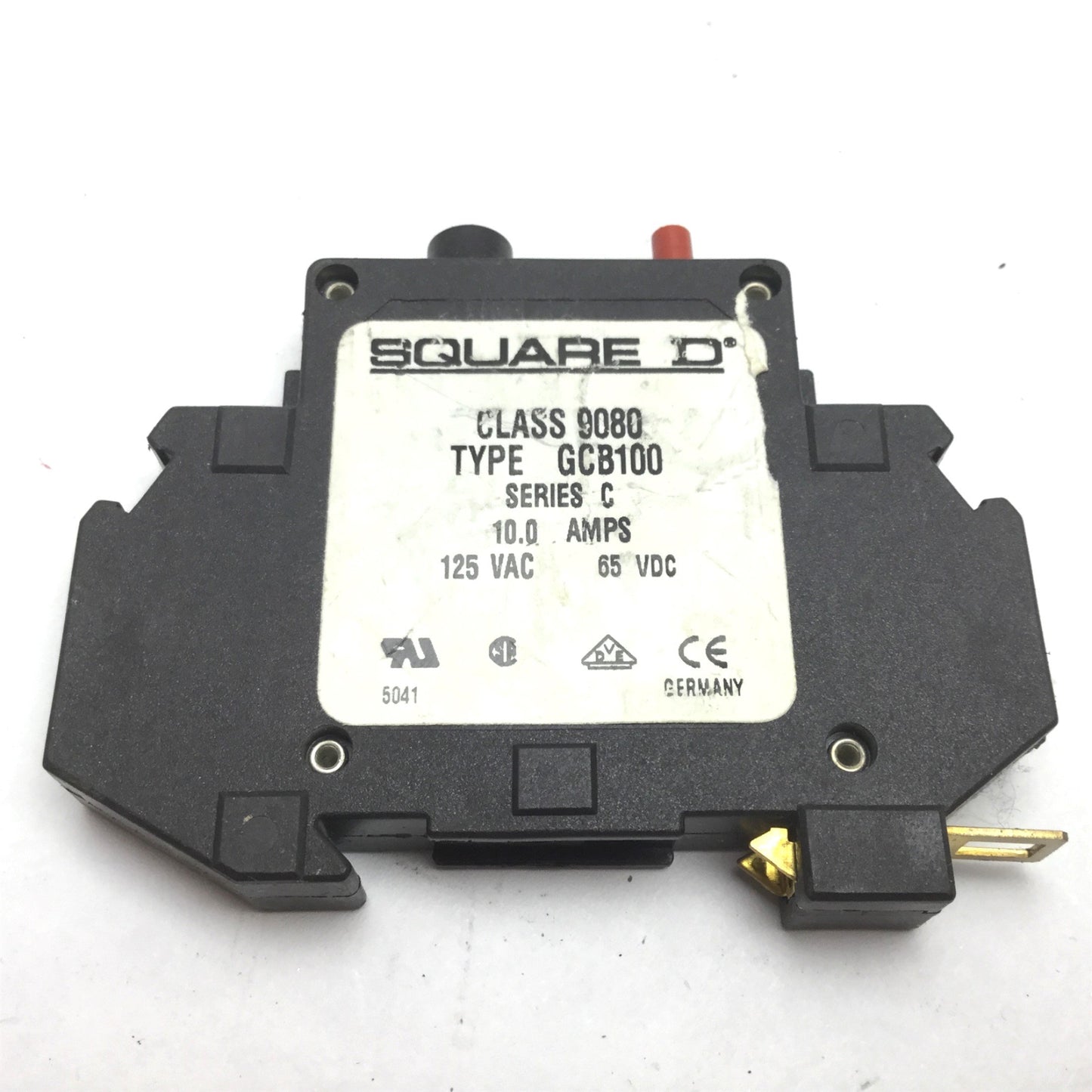 Used Lot of 5 Square D 9080 GCB100 Circuit Breaker, 1-Pole, Rating: 10A 125VAC 65VDC