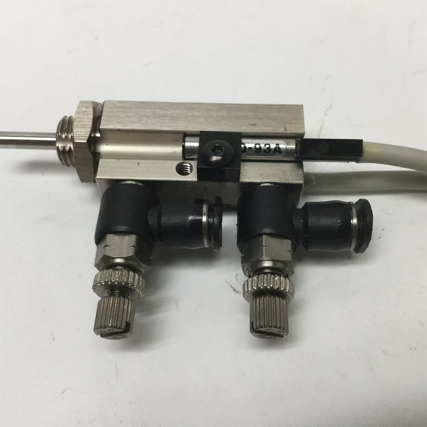 Used SMC NCDJPB6-037D-B Mini Pin Cylinder 3/8" Stroke, 6mm Bore w/D-93A Switches